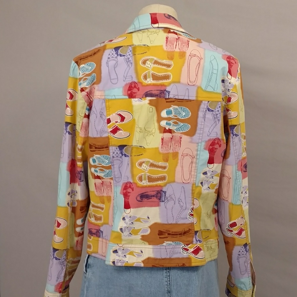 Shoe Print Colorful Spring Jacket Fun Lightweight - Picture 3 of 8
